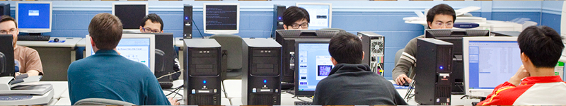 Students working at a computer lab