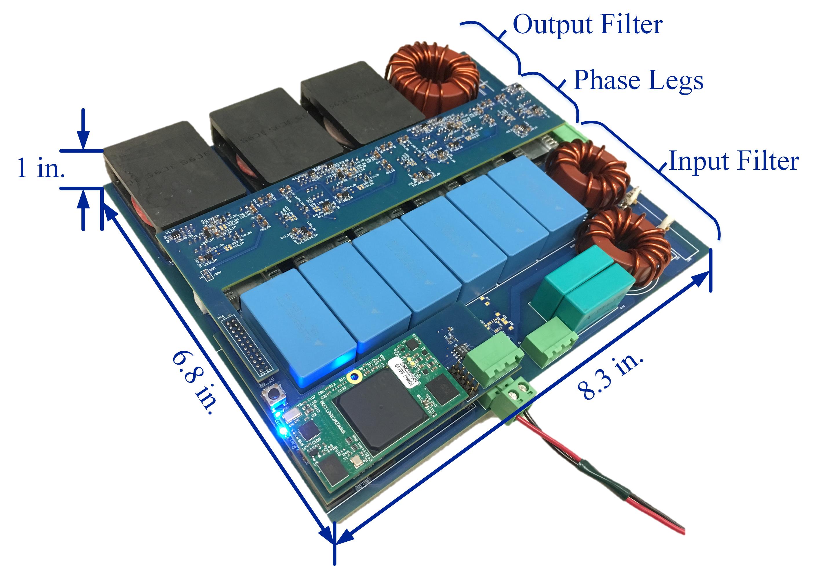 Physical converter prototype with dimensions (6.8 x 8.3 in)