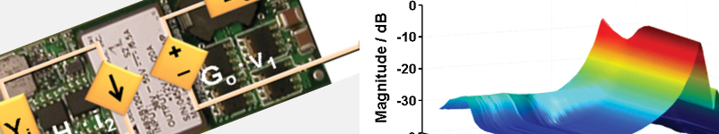 Two images: a circuit board and a colorful model